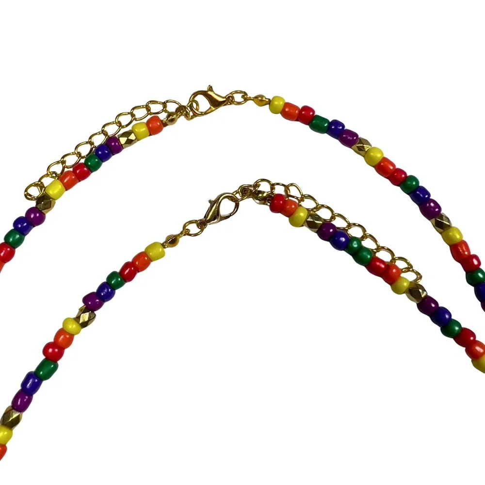 Handmade Multicolor Seed‎ Bead Choker Necklace Lobster Clasp Boho Beach 15